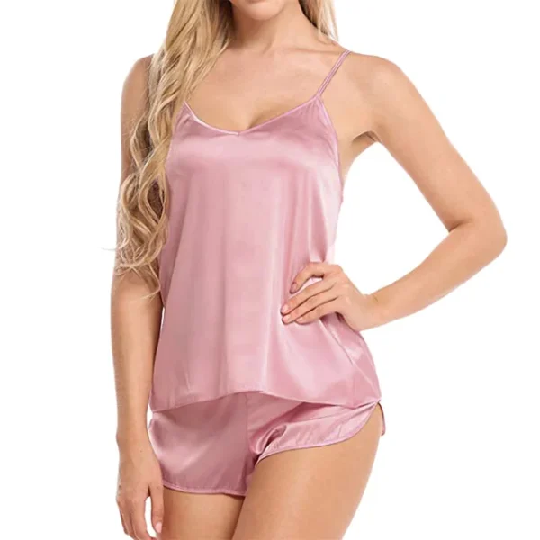 Pyjama Short Sexy Femme Satin Rose